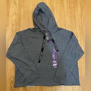 Calvin Klein Cut-Off Hoodie, Pullover Long-Sleeve Fleece-Lined Hoodie XXL
